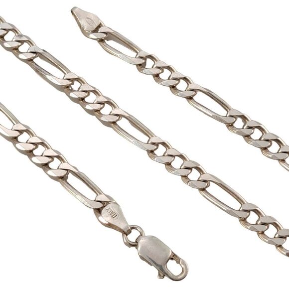 Sterling Figaro 20" 5.5mm Unisex Link Chain - Picture 3 of 5